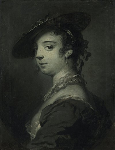 Portret van een jonge dame, buste-lengte door Frans van der Mijn