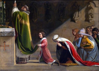 Sint Ludmila en Sint Wenceslaus tijdens de mis door Frantisek Tkadlik