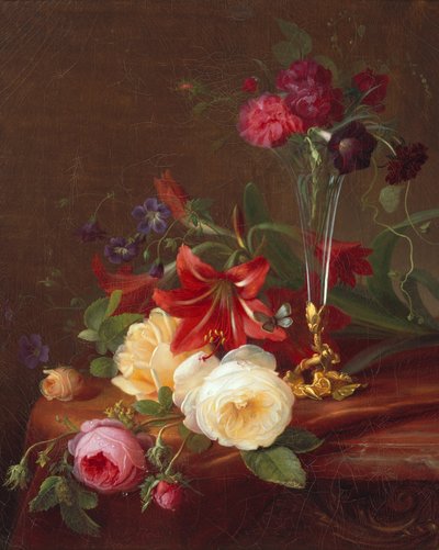 Schikking met bloemen en een vaas door Frants Diderik Boe