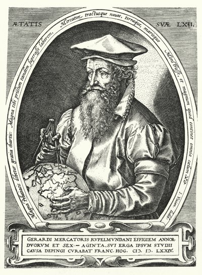 Gerardus Mercator, Vlaamse cartograaf, geograaf en kosmograaf door Franz (after) Hogenberg