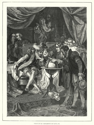 Christoffel Columbus in het kamp van Santa Fe, Spanje door Franz (after) Kollarz