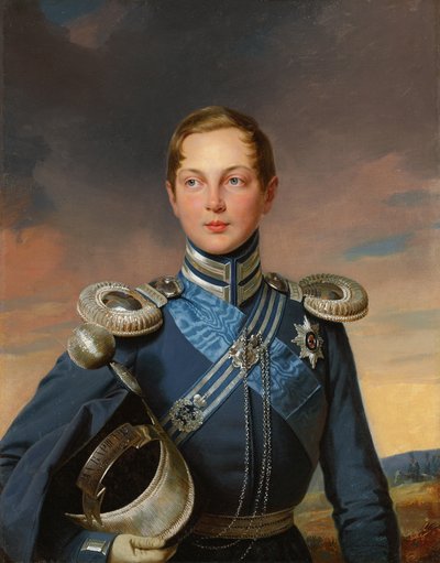 Portret van de Tsarevitsj Alexander Nikolaevich in het uniform van het Atamansky Kozakkenregiment door Franz (after) Krüger