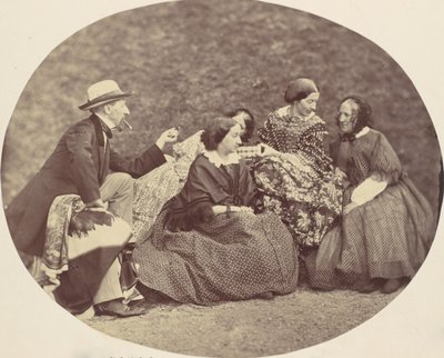 [Mathias Höusermann, Marie Antoine, Elise Höusermann, en Pepe Wöss], 1850s-60s door Franz Antoine
