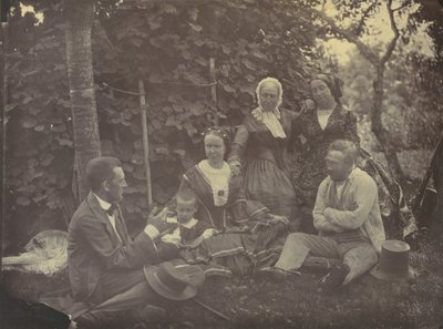 [Drie Vrouwen, Twee Mannen, en een Kind op een Picknick] door Franz Antoine