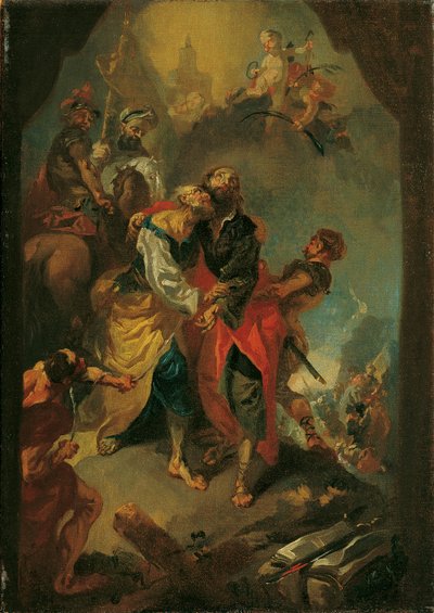 Afscheid van de apostelen Petrus en Paulus voor hun marteldood door Franz Anton Maulbertsch