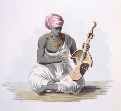 Een Sarinda, of Hindostaanse viool, uit 