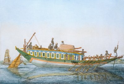 Badjera, een rivierboot met een grote peddelroer, uit 
