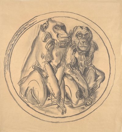 Ontwerp voor het reliëf in het apenhuis van de Schönbrunn dierentuin door Franz Barwig d. Ä.