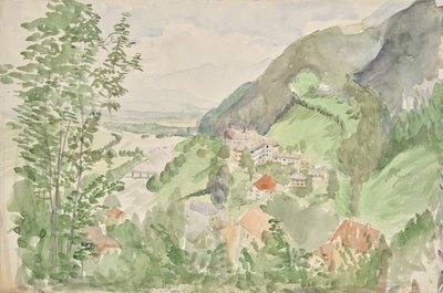Rivierlandschap in de bergen met kasteel door Franz Barwig d. Ä.