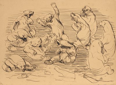 Vechtende beren door Franz Barwig d. Ä.