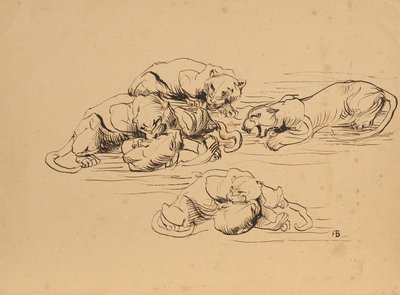 Vechtende Sundapanters door Franz Barwig d. Ä.