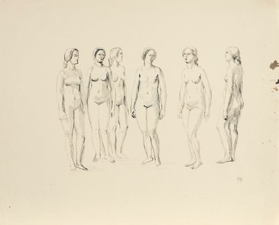 Zes vrouwelijke naakten door Franz Barwig d. Ä.