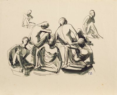 Zeven zittende jongelingen door Franz Barwig d. Ä.