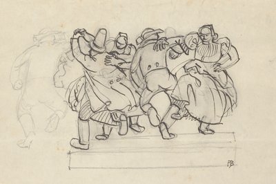 Studie voor een reliëf met dansende boeren door Franz Barwig d. Ä.