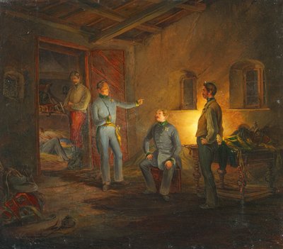 Kopals laatste nacht met kolonel Schlechta in een Italiaanse boerenhut door Franz Brudermann