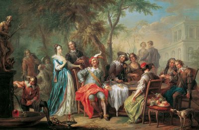 Gesprek in de open lucht met wijn en zang door Franz Christoph Janneck