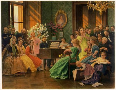 Bedrich Smetana in kring van vrienden in 1865, 1923 door Franz Dvorak