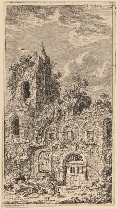 Fragment van de Oude Stadsmuur bij San Giovanni Laterano door Franz Edmund Weirotter