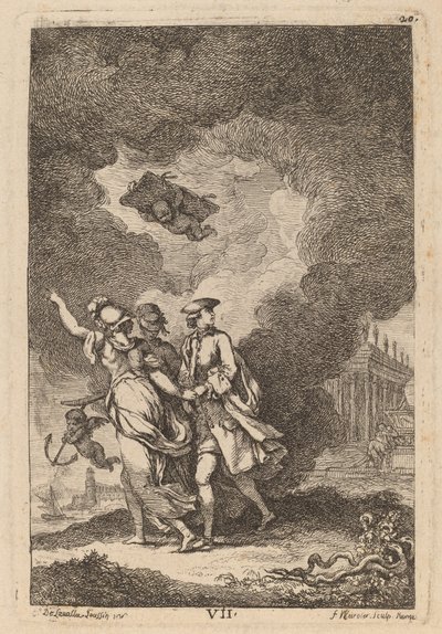 Bij de Aankomst in Rome: pl. 7 door Franz Edmund Weirotter after Étienne de Lavallée Poussin