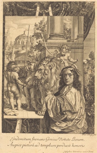 Zelfportret van Joseph Werner door Franz Ertinger after Joseph Werner