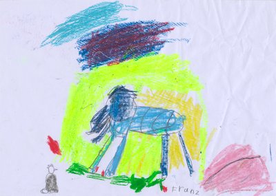 Blauw paard voor gele hemel naar Franz Marc door Franz Ferdinand