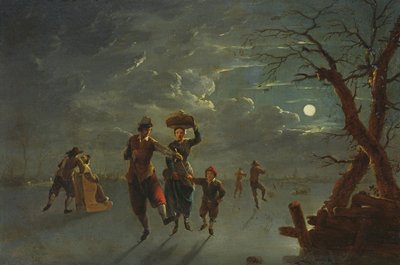 Schaatsen bij maanlicht door Franz Ferg