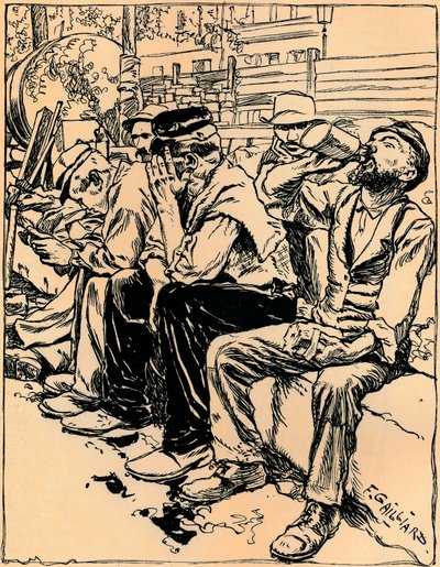 Arbeiders aan het diner, c1900 door Franz Gailliard