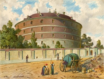 Het oude gekkenhuis in Wenen (Narrenturm), "Kaiser Joseph-Gugelhupf" genoemd door Franz Gerasch