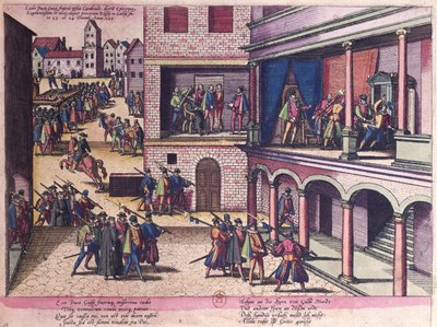 Moord op hertog Henri van Guise (1549-88) door Franz Hogenberg
