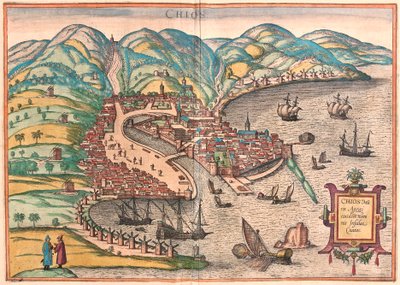 Chios of Chio, Griekenland (gravure) door Franz Hogenberg