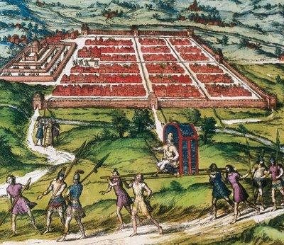 Cuzco, belangrijkste centrum van de Inca-beschaving (hedendaags Peru) afbeelding uit "Civitatis Orbis Terranum" door Braun en Hogenberg door Franz Hogenberg