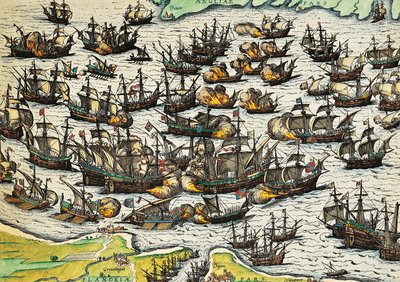 Onoverwinnelijke Armada, gravure door Franz Hogenberg door Franz Hogenberg
