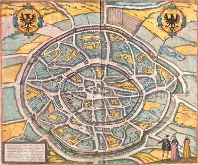 Kaart van Aken, Duitsland door Franz Hogenberg