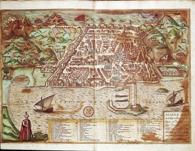 Kaart van Algiers - Algerije (gravure) door Franz Hogenberg