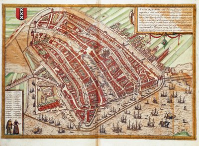 Kaart van Amsterdam door Franz Hogenberg