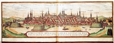 Kaart van Lübeck door Franz Hogenberg