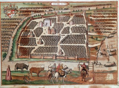 Kaart van Moskou (gravure) door Franz Hogenberg