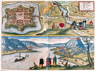 Nove Zamky, Slowakije en Visegrad, Hongarije door Franz Hogenberg