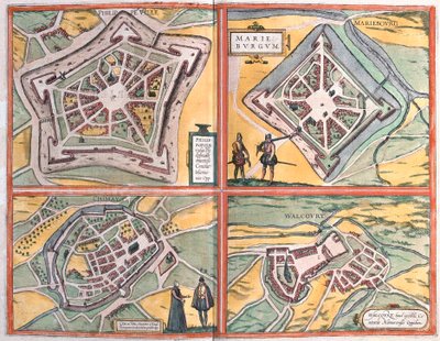 Philippeville, Mariembourg, Chimay en Walcourt, België (gravure) door Franz Hogenberg