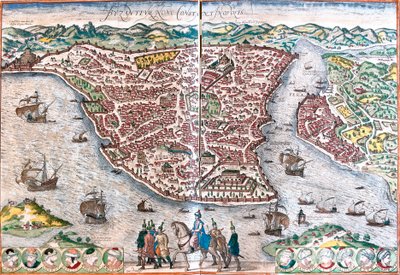 Plan van Byzantium, hernoemd Constantinopel (het huidige Istanbul) door Franz Hogenberg