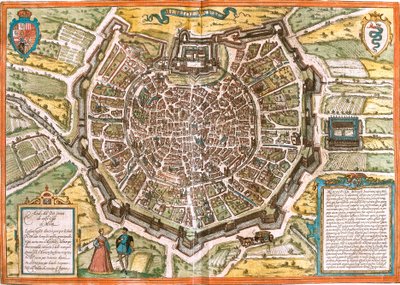 Plan van Milaan, Italië door Franz Hogenberg