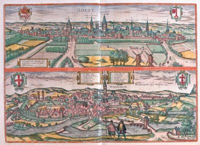 Soest en Warburg, Duitsland (gravure) door Franz Hogenberg