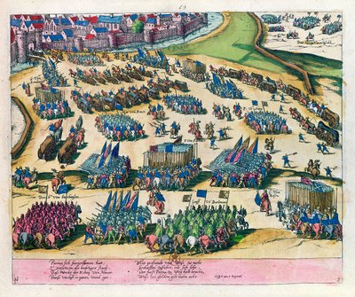 De hertog van Parma bevrijdt Parijs van het beleg door de troepen van Hendrik IV in 1590 door Franz Hogenberg