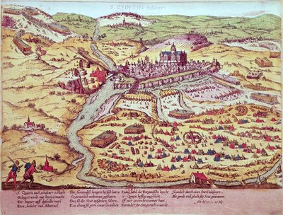 Het Beleg van St. Quentin, 27 juli 1557 door Franz Hogenberg