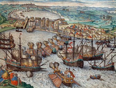 De verovering van La Goulette en Tunis door Karel V door Franz Hogenberg
