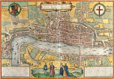 Uitzicht op Londen, Engeland door Franz Hogenberg