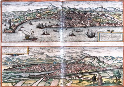 Gezichten van Genua (Genua) en Florence (Florentia), Italië door Franz Hogenberg