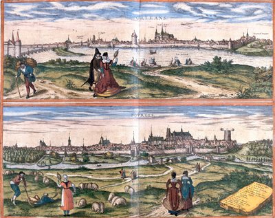 Gezichten van Orleans en Bourges, Frankrijk door Franz Hogenberg