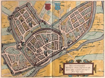 Wesel in Noordrijn-Westfalen, Duitsland (gravure) door Franz Hogenberg