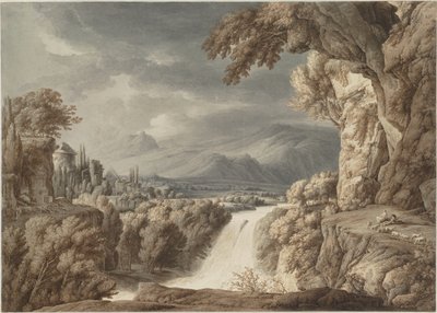 Heroïsch landschap met waterval, ca. 1790 door Franz Innocenz Josef Kobell
